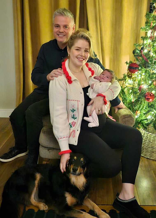 Rebecca Grimes and her husband Paul with their newborn baby. Pic: Instagram