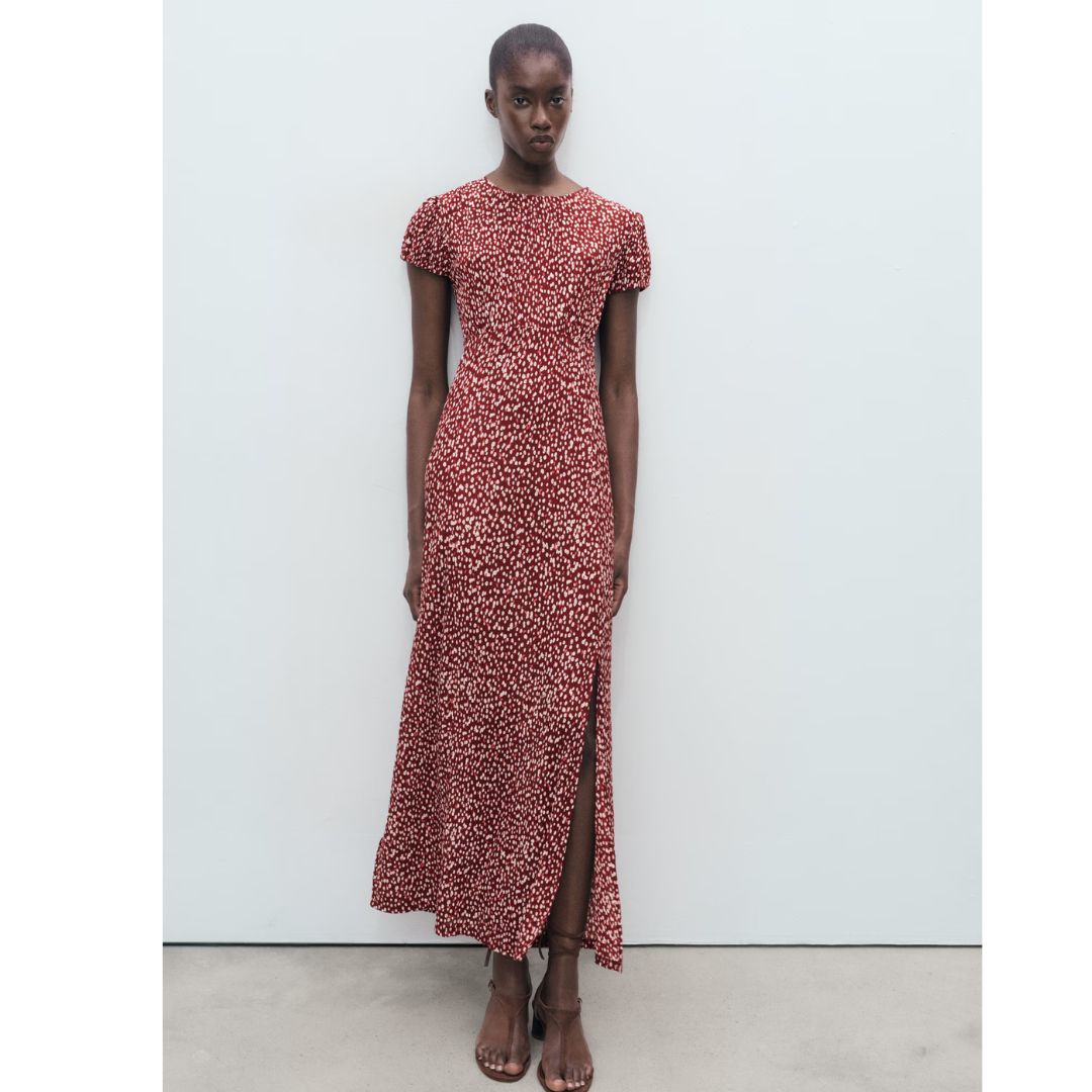 Mango Printed dress with side opening - € 29.99