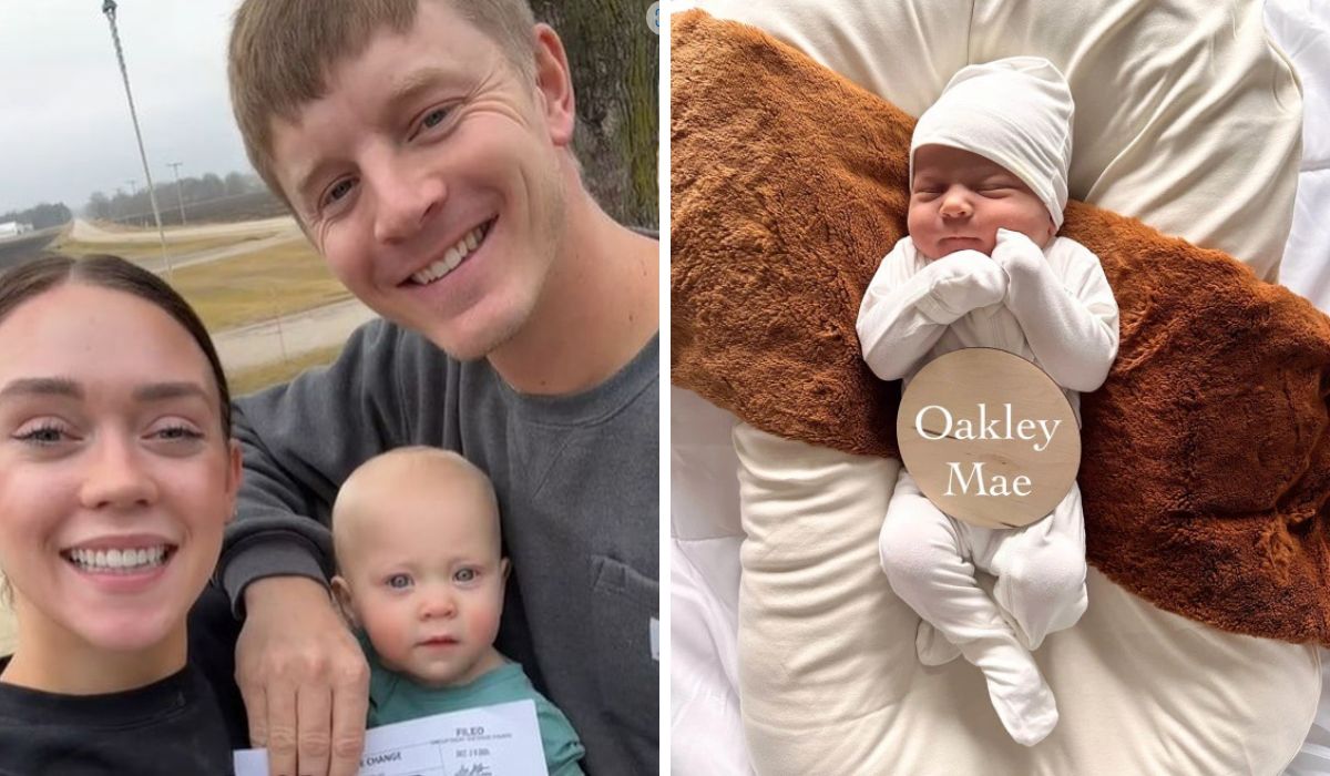 Isabel Wherry. her husband Alex and their baby girl