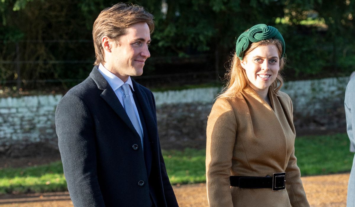 Princess Beatrice and Edoardo Mapelli Mozziconi attend the Christmas Day Church service at Church of St Mary Magdalene on the Sandringham estate