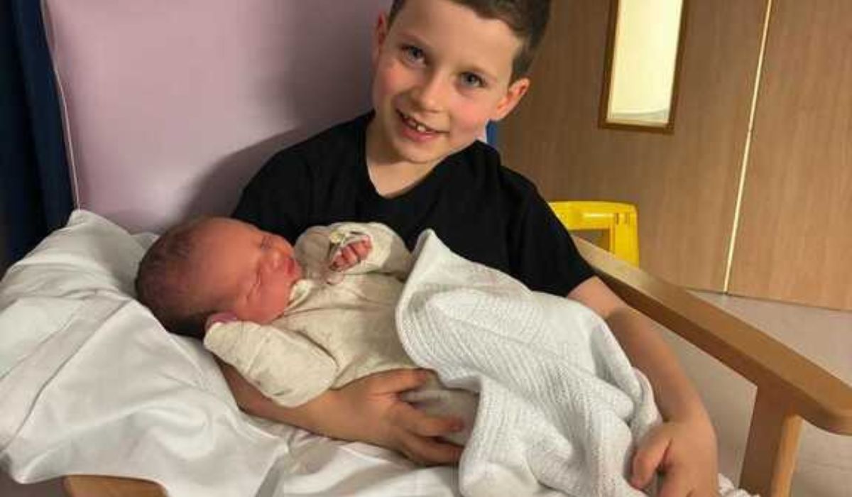 Stephanie Davis' son Caben with his baby brother