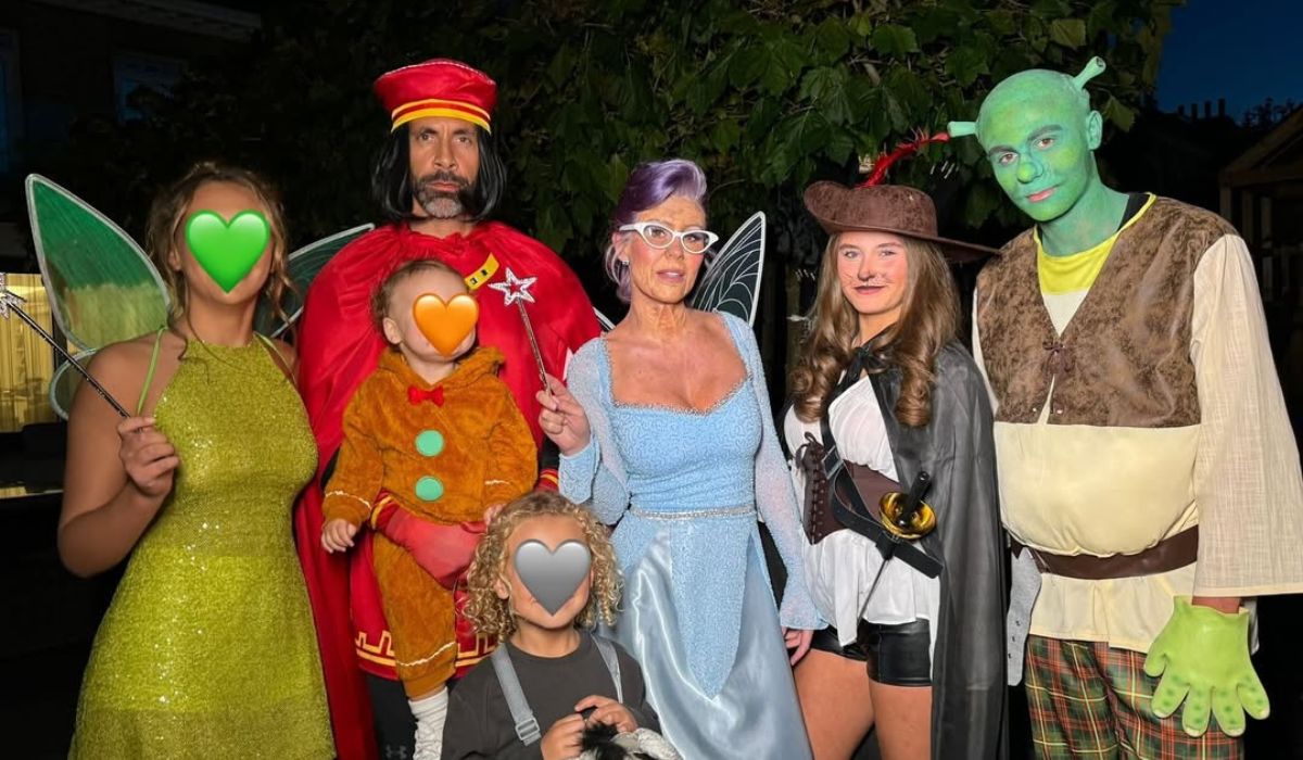 Rio and Kate Ferdinand with their five children on Halloween