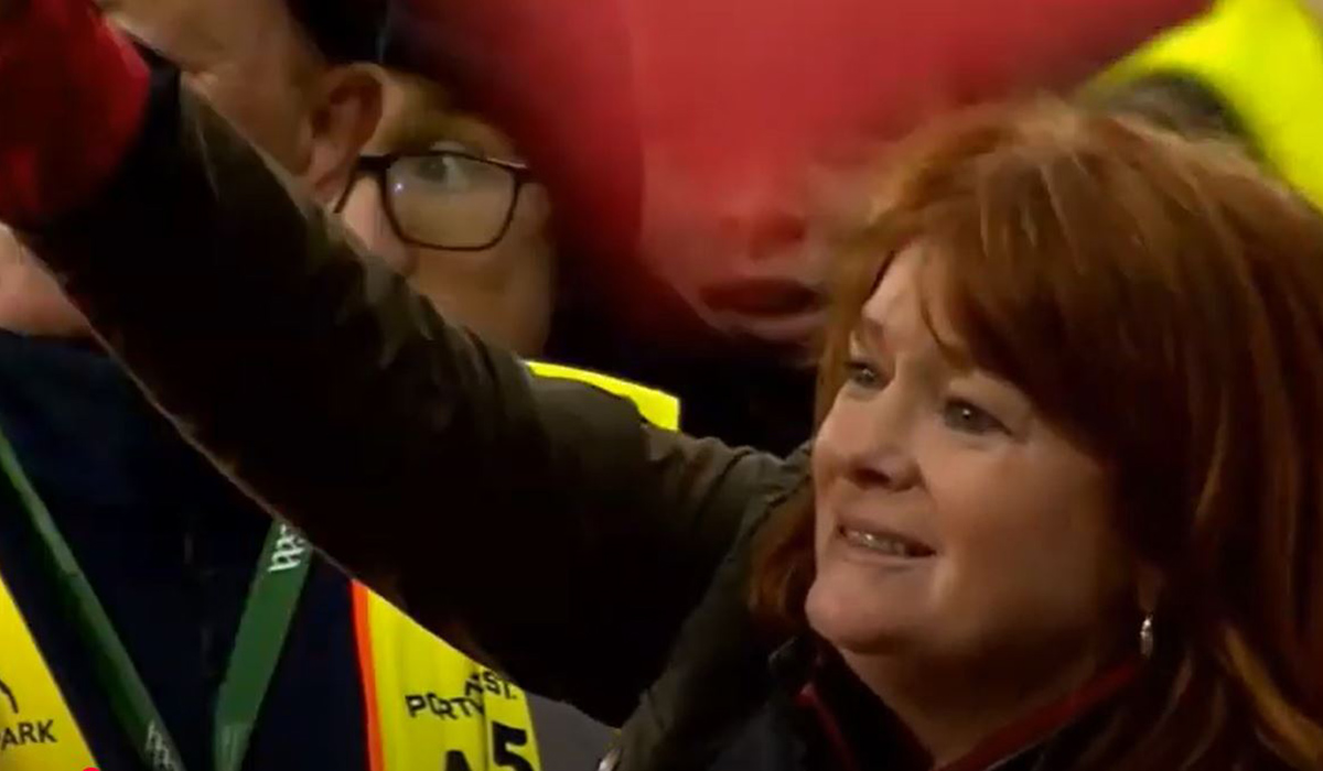 Blathnaid Ni Chofaigh shares a hug with her son Peadar. Pic: TG4