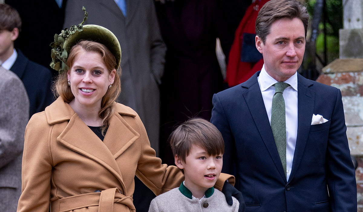 SANDRINGHAM, NORFOLK - DECEMBER 25: Princess Beatrice, Counsellor of State and Edoardo Mapelli Mozzi with Christopher Woolf attend the Christmas Morning Service at St Mary Magdalene Church on December 25, 2024 in Sandringham, Norfolk. (Photo by Mark Cuthbert/UK Press via Getty Images)