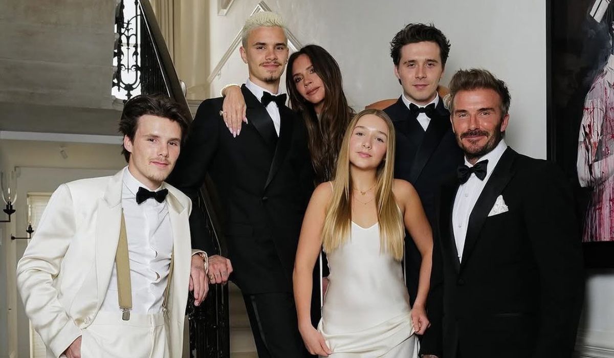 David and Victoria Beckham with their kids