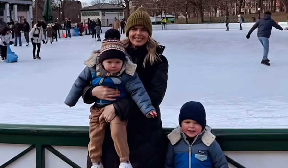 Ailbhe Garrihy and her sons at an ice rink