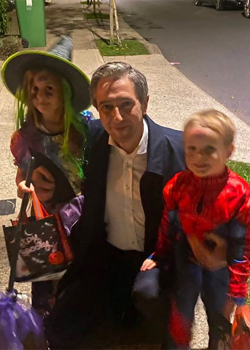 Simon Harris with his daughter Saoirse and son Cillian