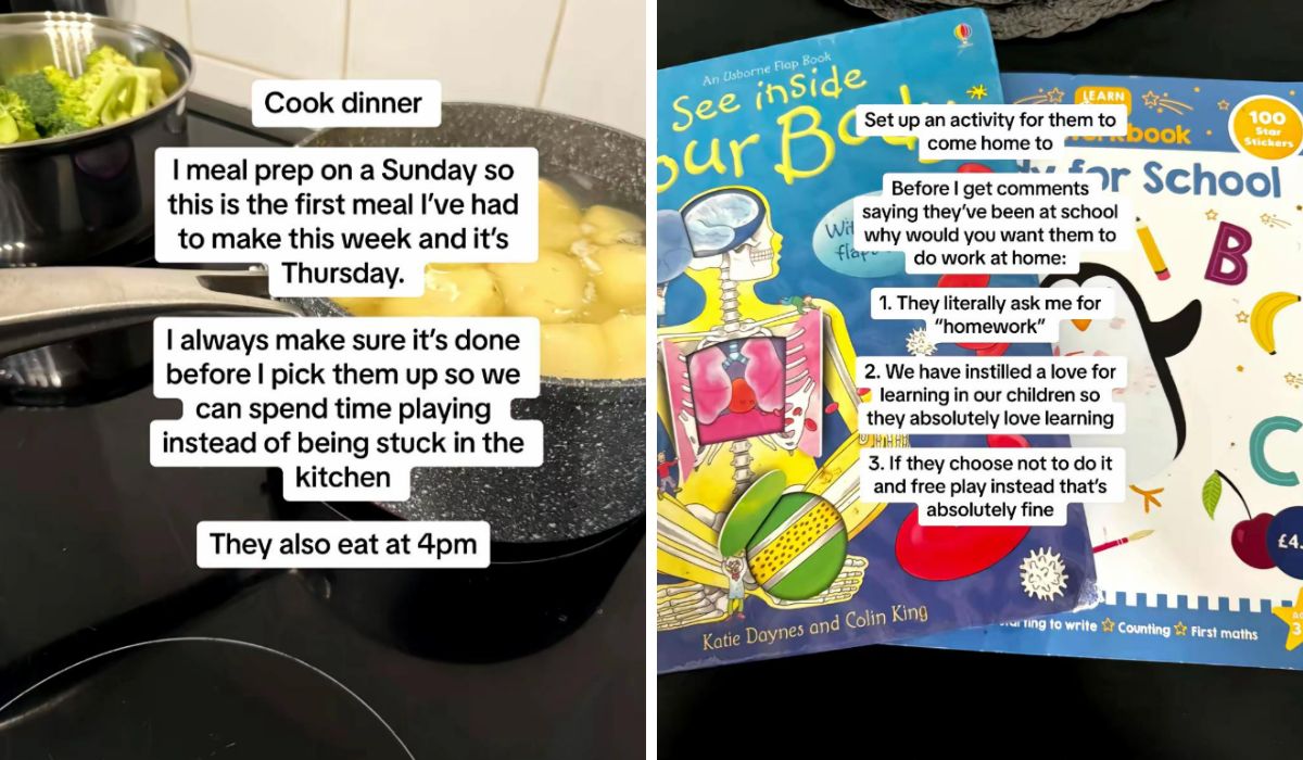 mum shows her dinner and activity set for when kids come home from school
