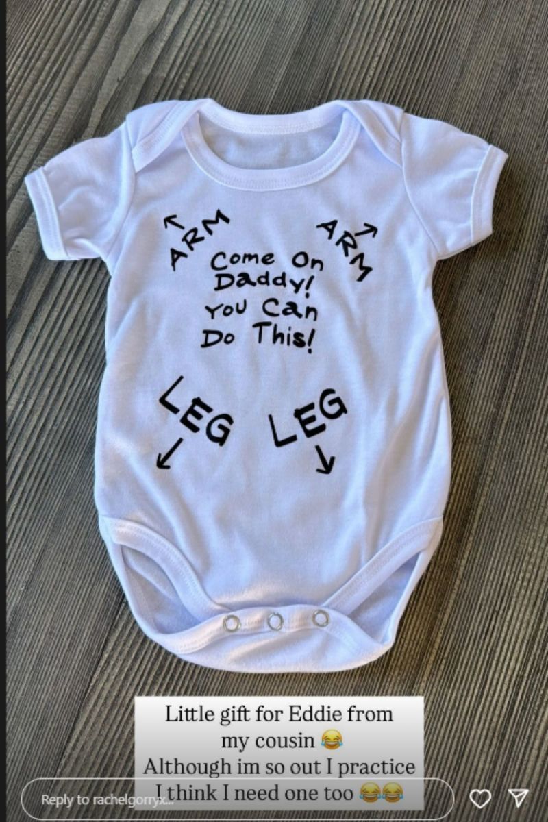 Rachel Gorry shares photo of babygrow