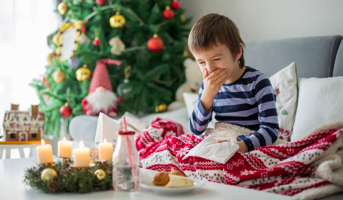 Sick boy at Christmas