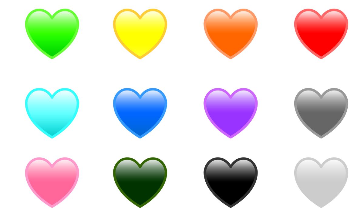 Different coloured love hearts