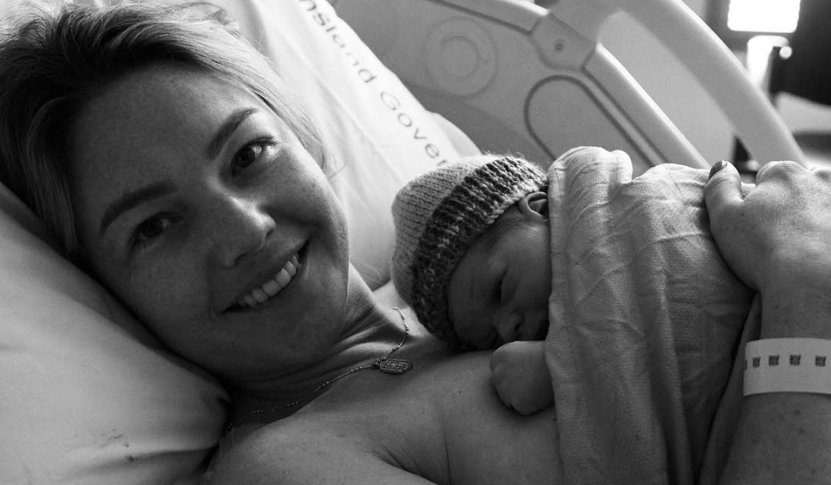 Sam Frost with her new baby