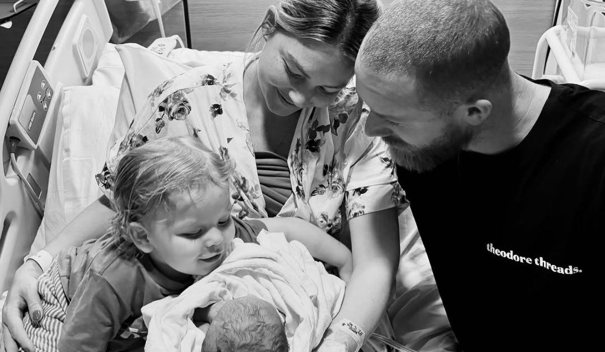 Sam Frost, her husband and her son