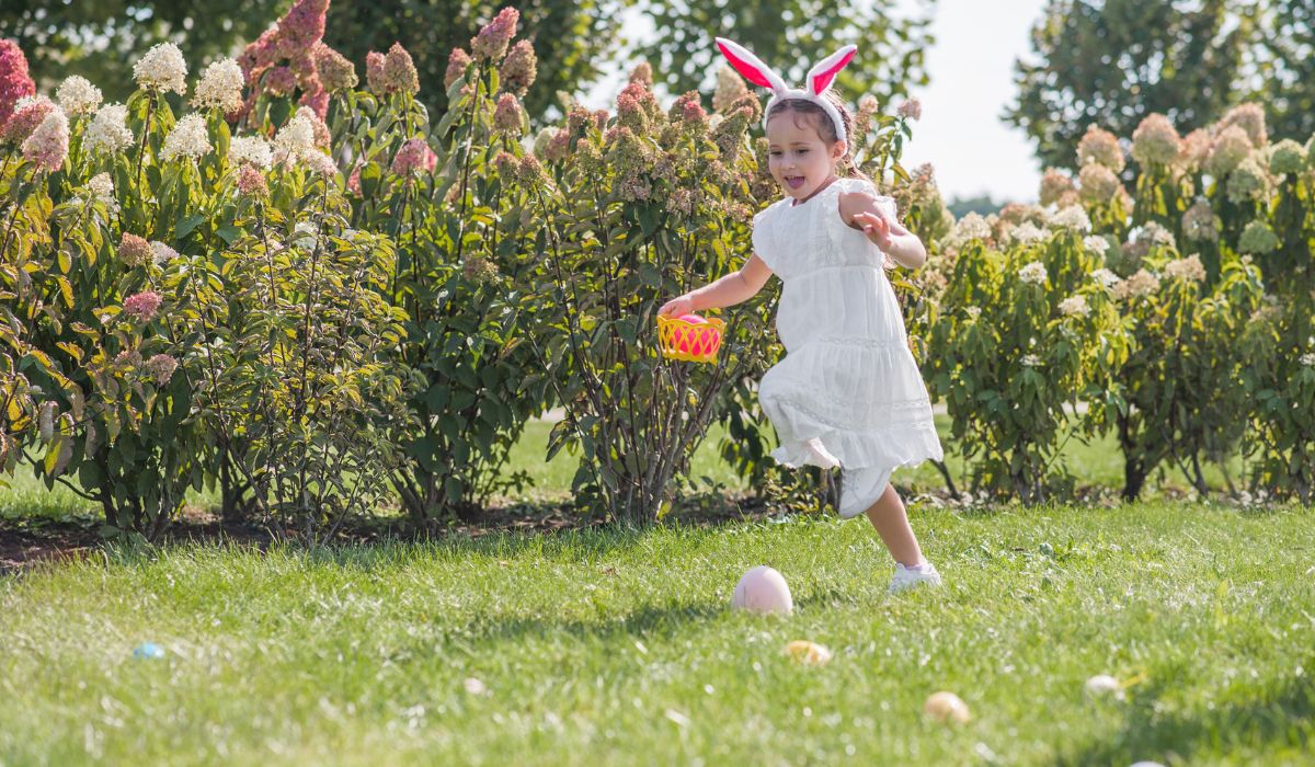Little girl at Easter egg hunt