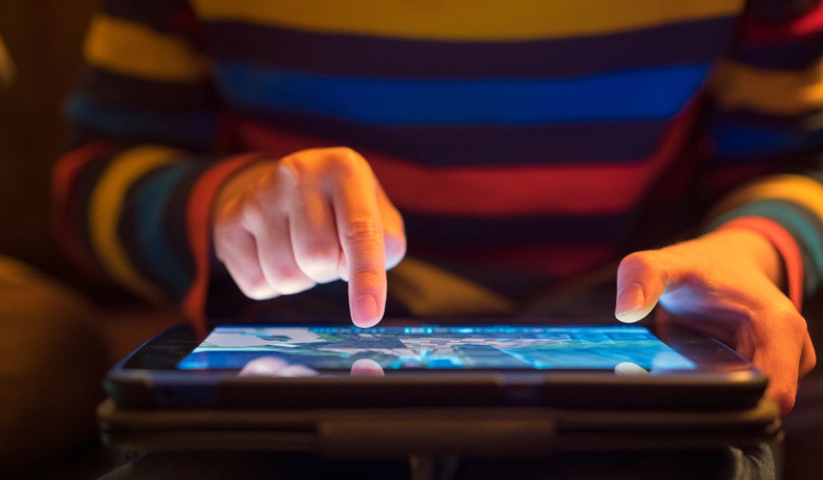 Child playing on tablet