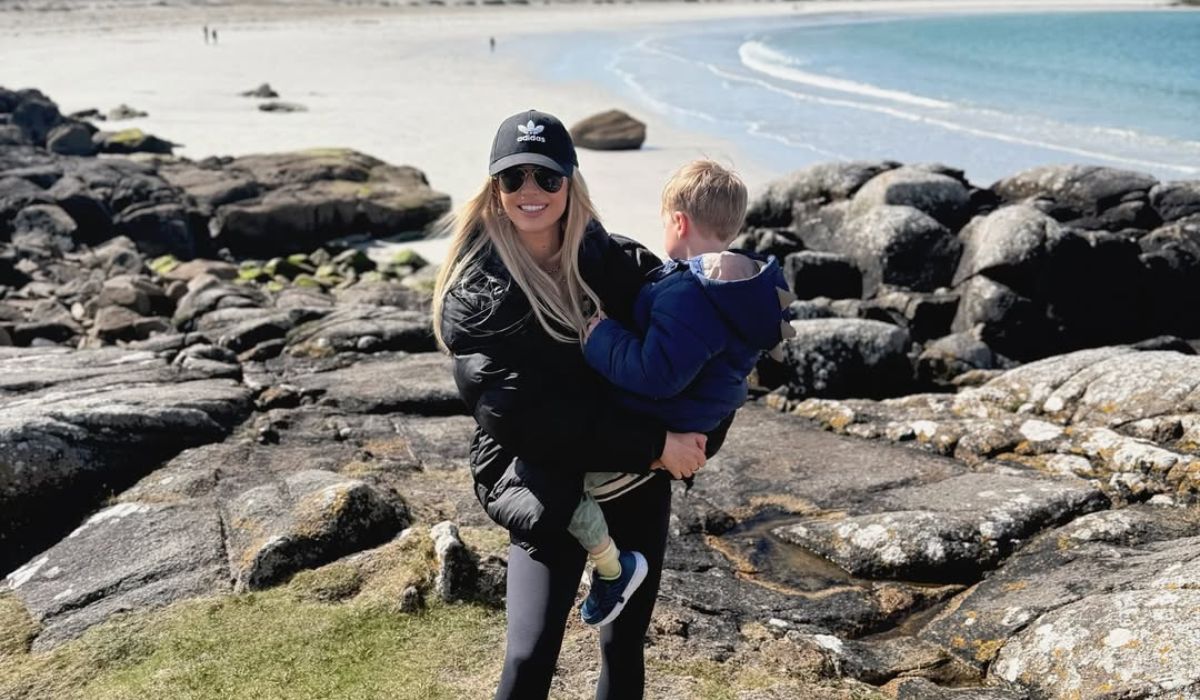 Rosanna Davison holding her son