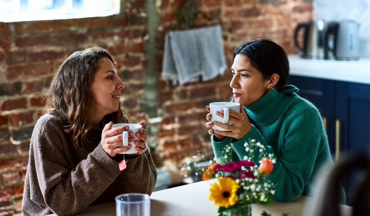 Women drinking coffee in cafe