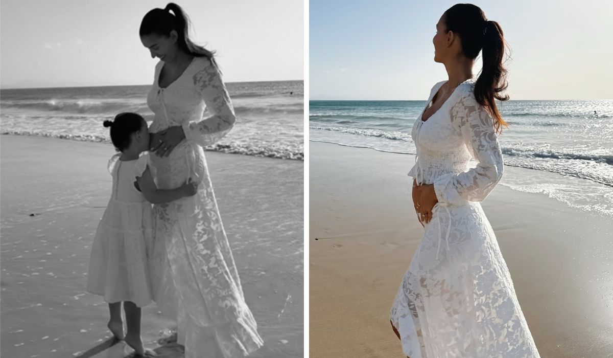 Terrie McEvoy on the beach with her daughter Sydneyh