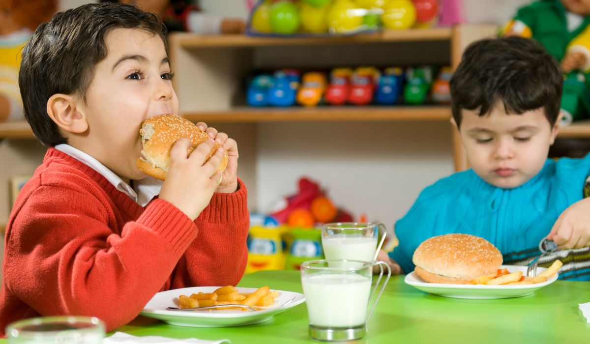 Children eating in school
