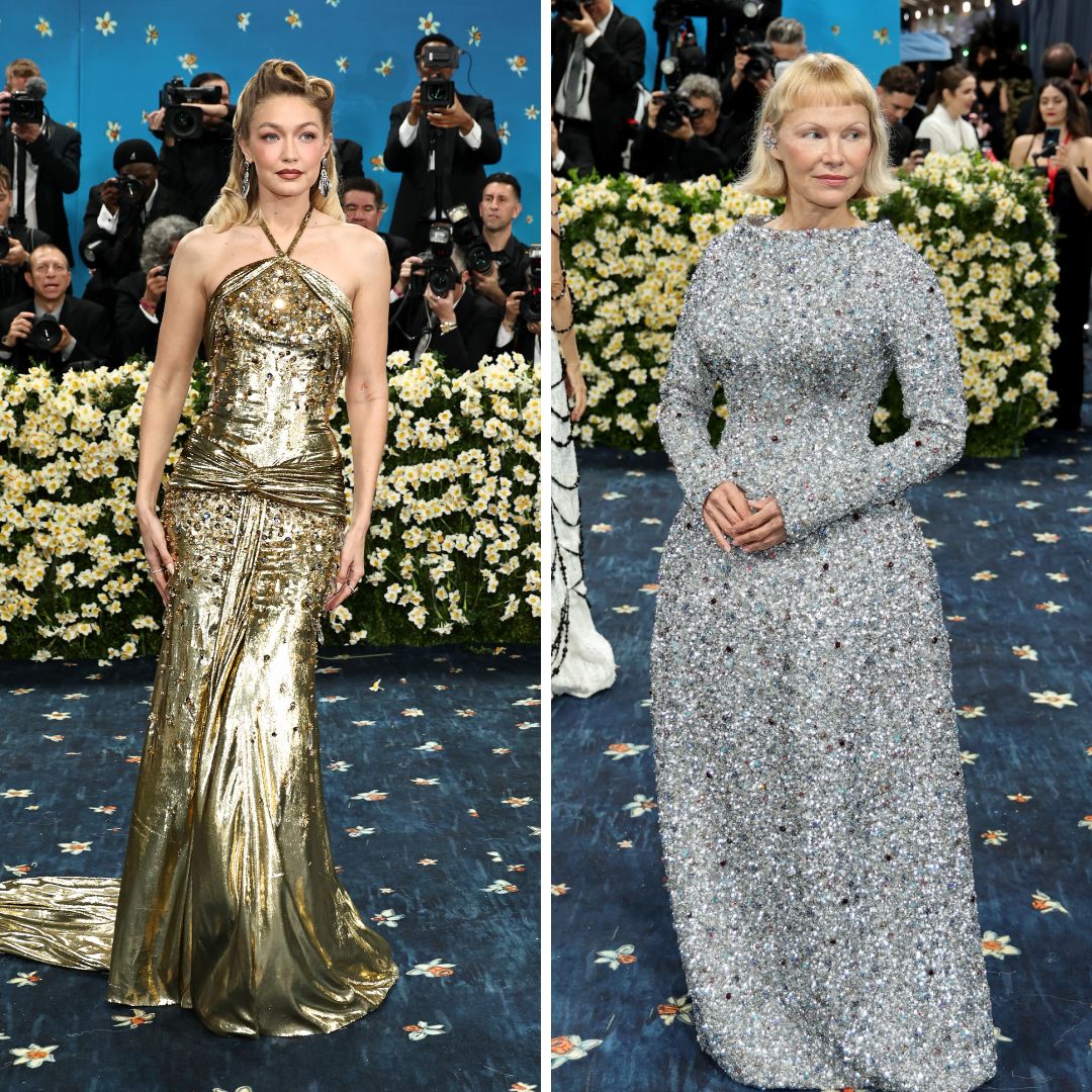 Gigi Hadid and Pamela Anderson at the 2025 Met Gala.