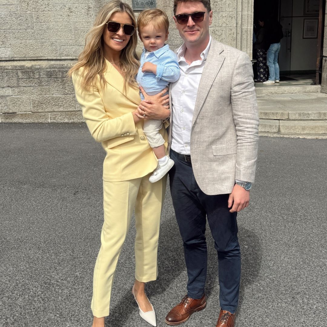 Louise Cooney with her son Jude and her partner Mark Sweeney
