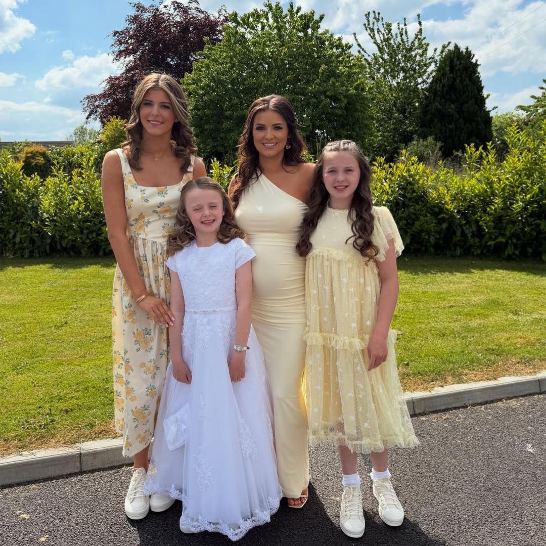 Rachel Gorry and her daughters on her youngest daughter's communion day