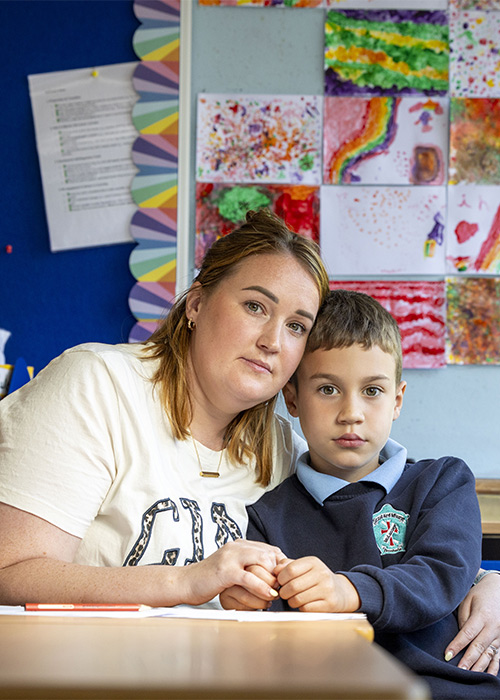 Sarah Brady and her son Caleb Roche aged 7 in 1st Class. PIC: Tom Honan