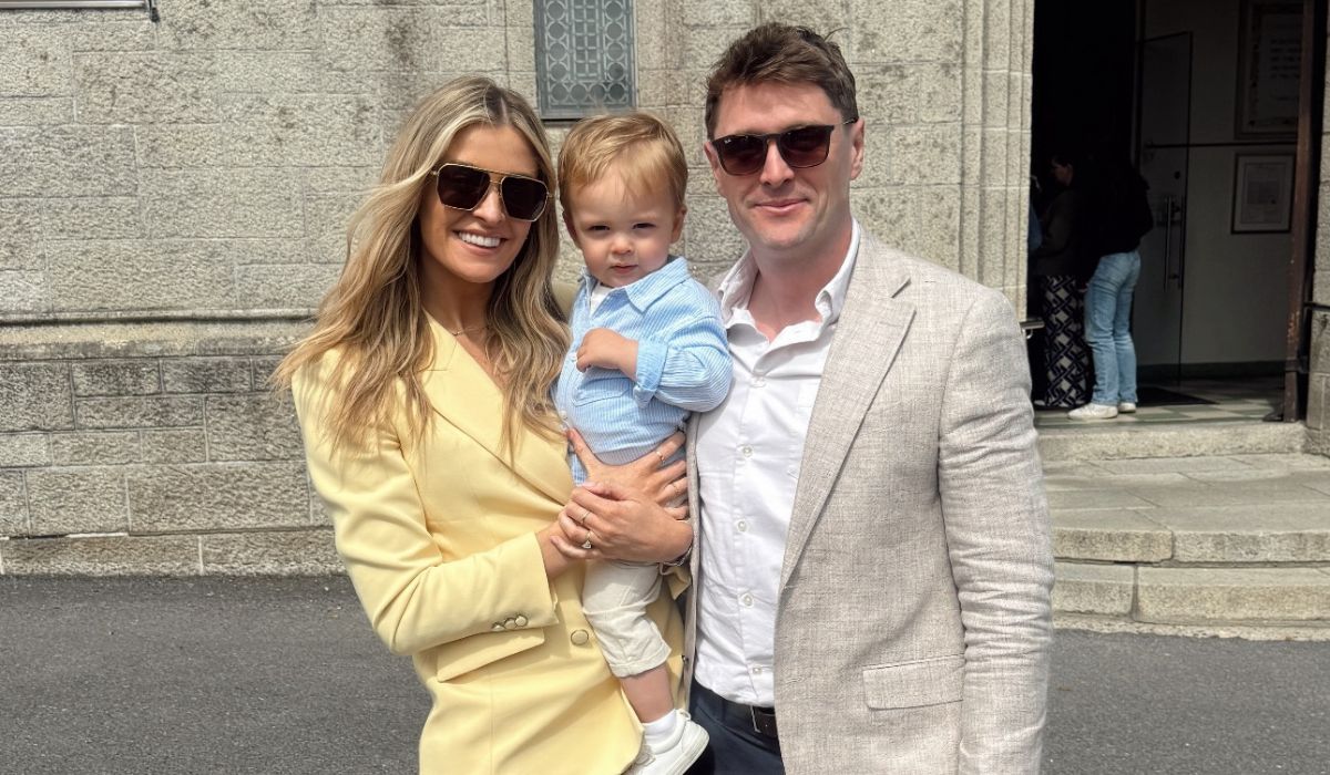 Louise Cooney and her boyfriend and son, Jude