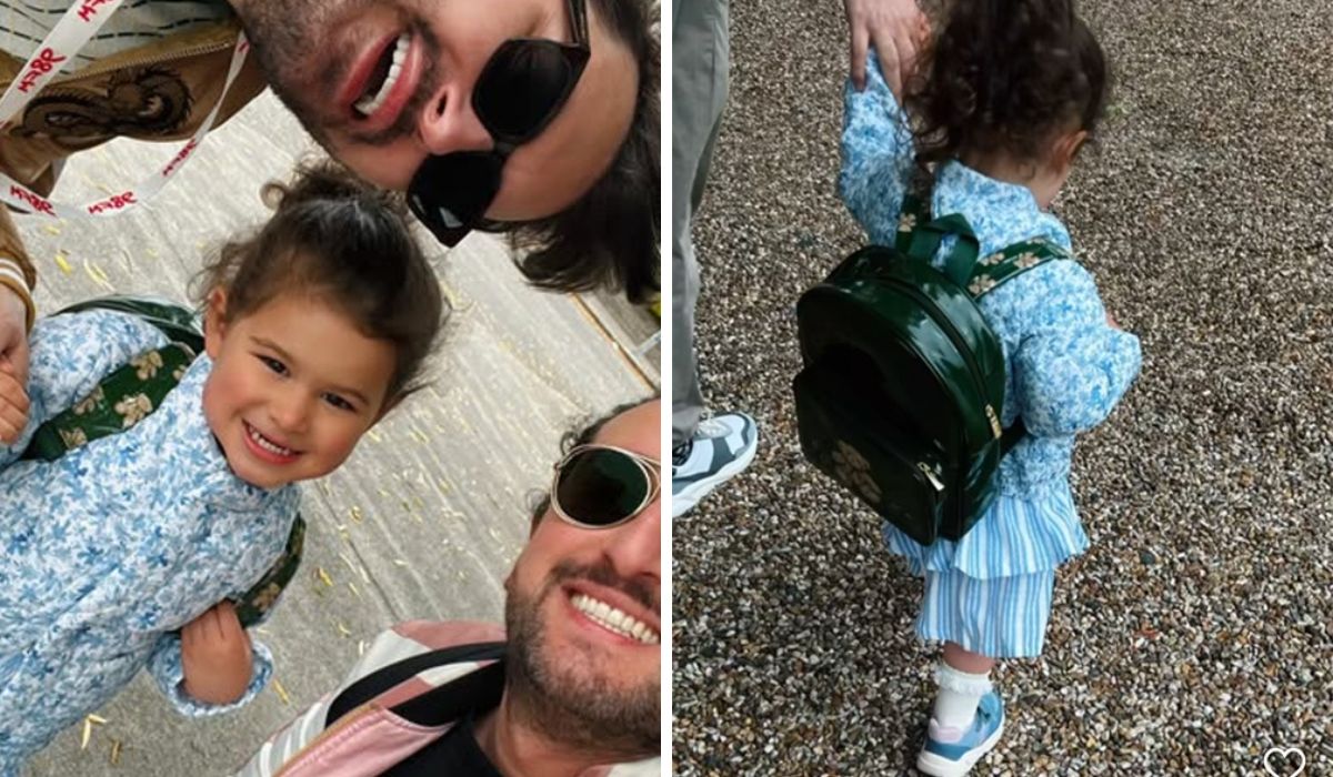 Brian and Arthur with Blake on her first day of preschool