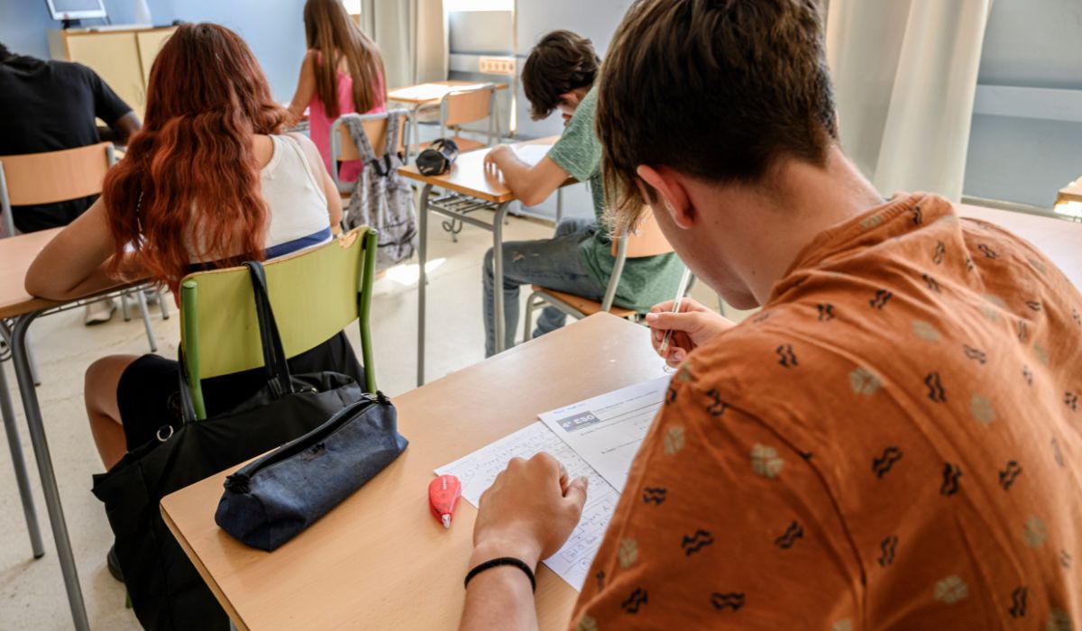 Teenagers sitting exams