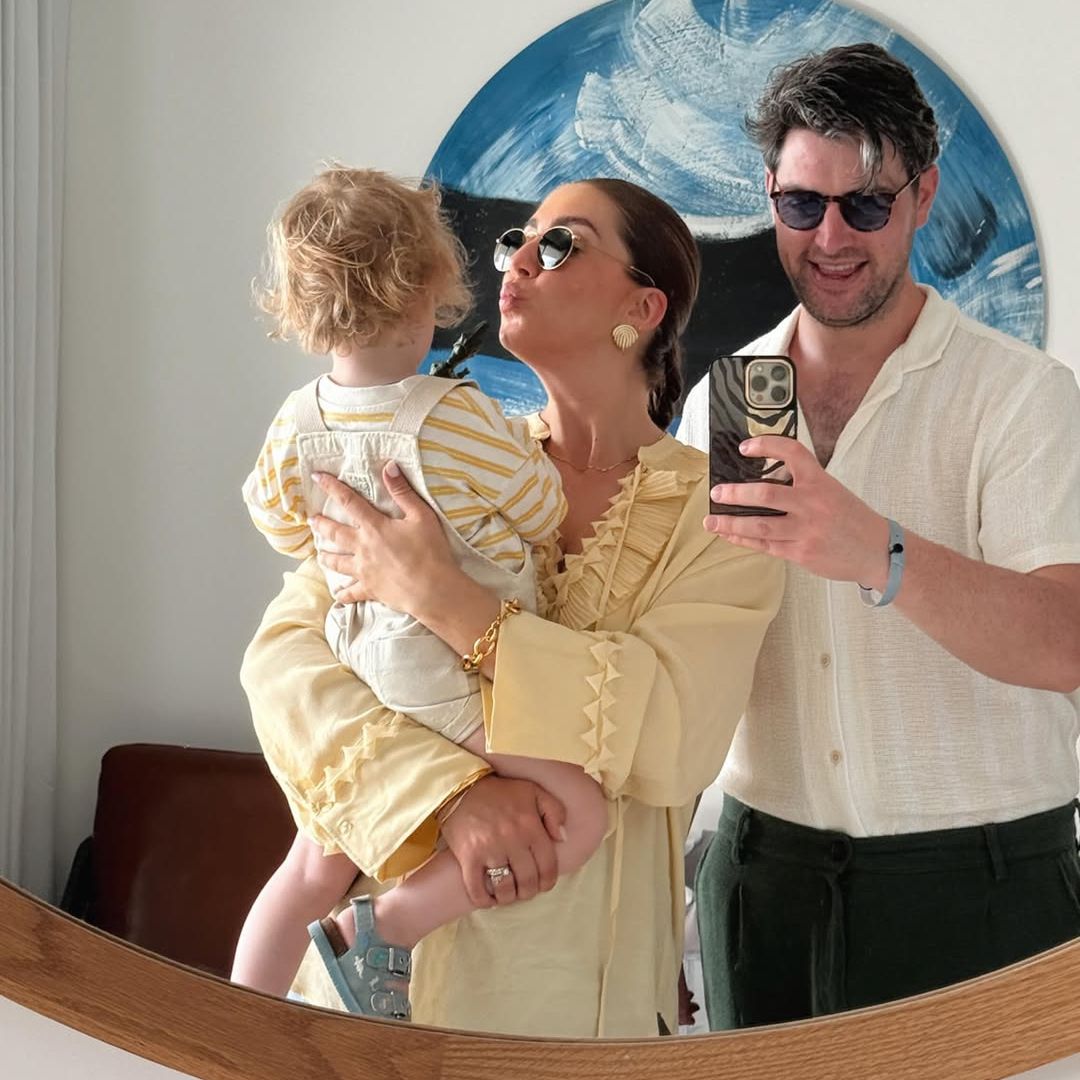Clementine MacNeice and her son Marceau and husband Jamie