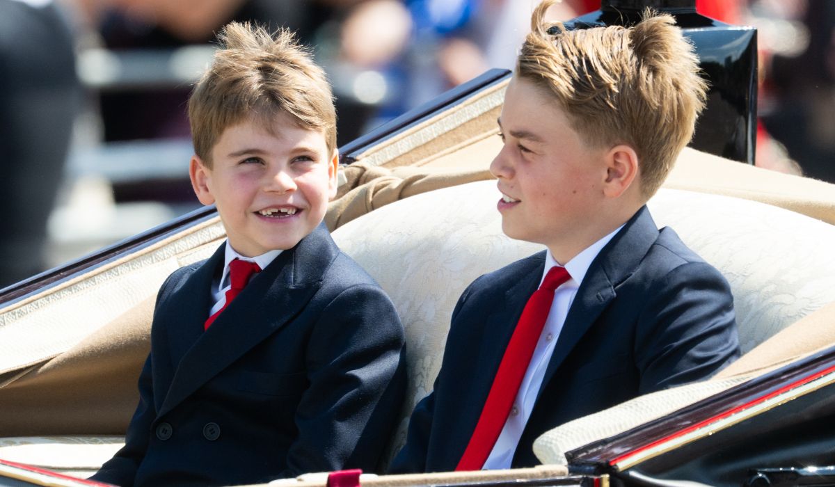 Prince Louis of Wales and Prince George of Wales during Trooping The Colour 2025 on June 14, 2025 in London, England.