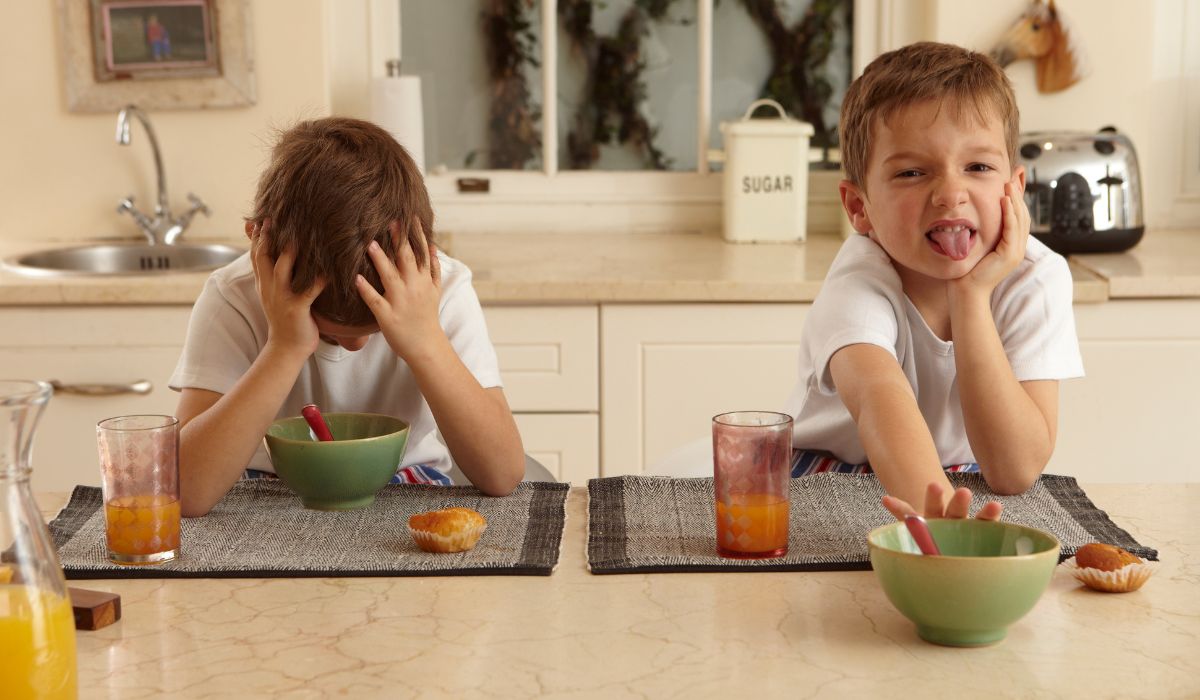 Boys not eating at the table