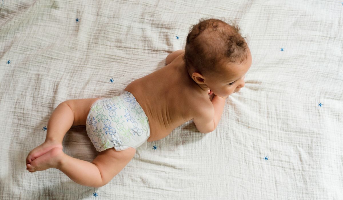 Baby wearing nappy