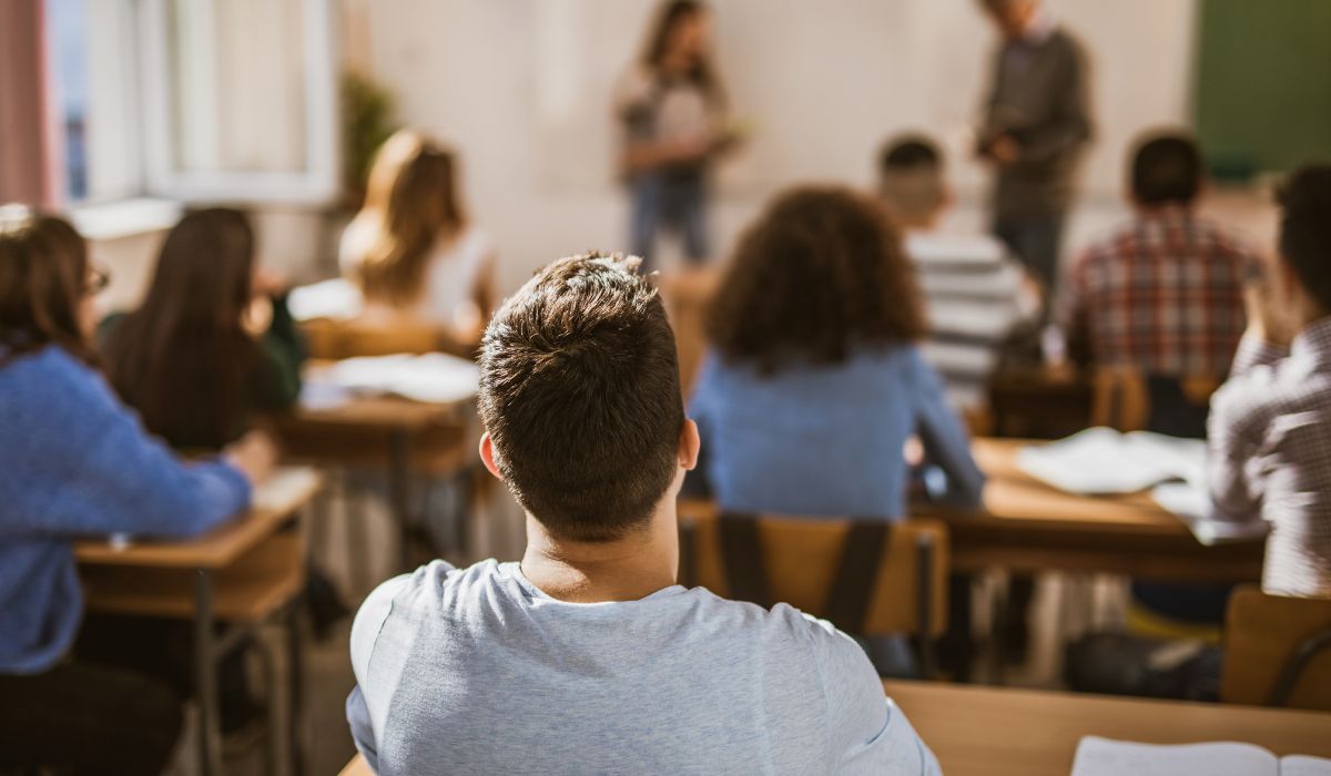 Teen in class