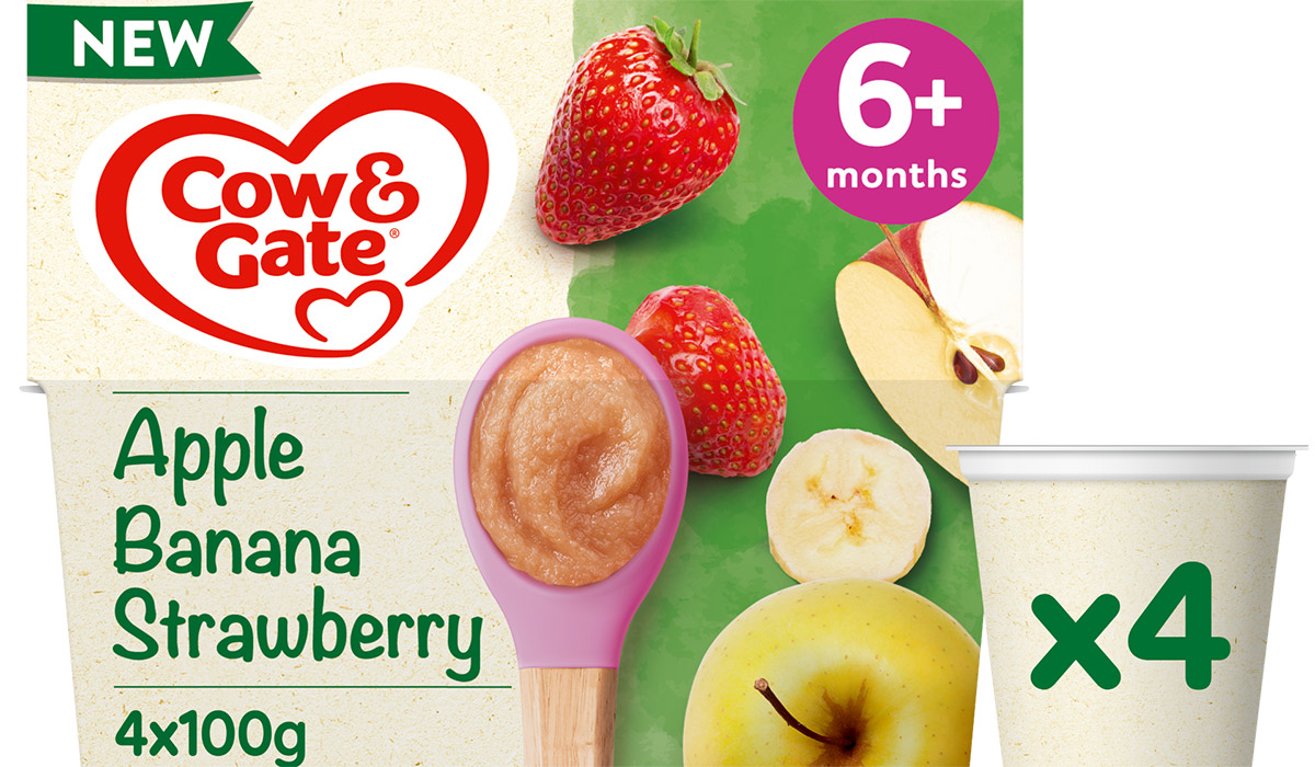 Apple, Banana and Strawberry yogurt. Pic: Cow & Gate