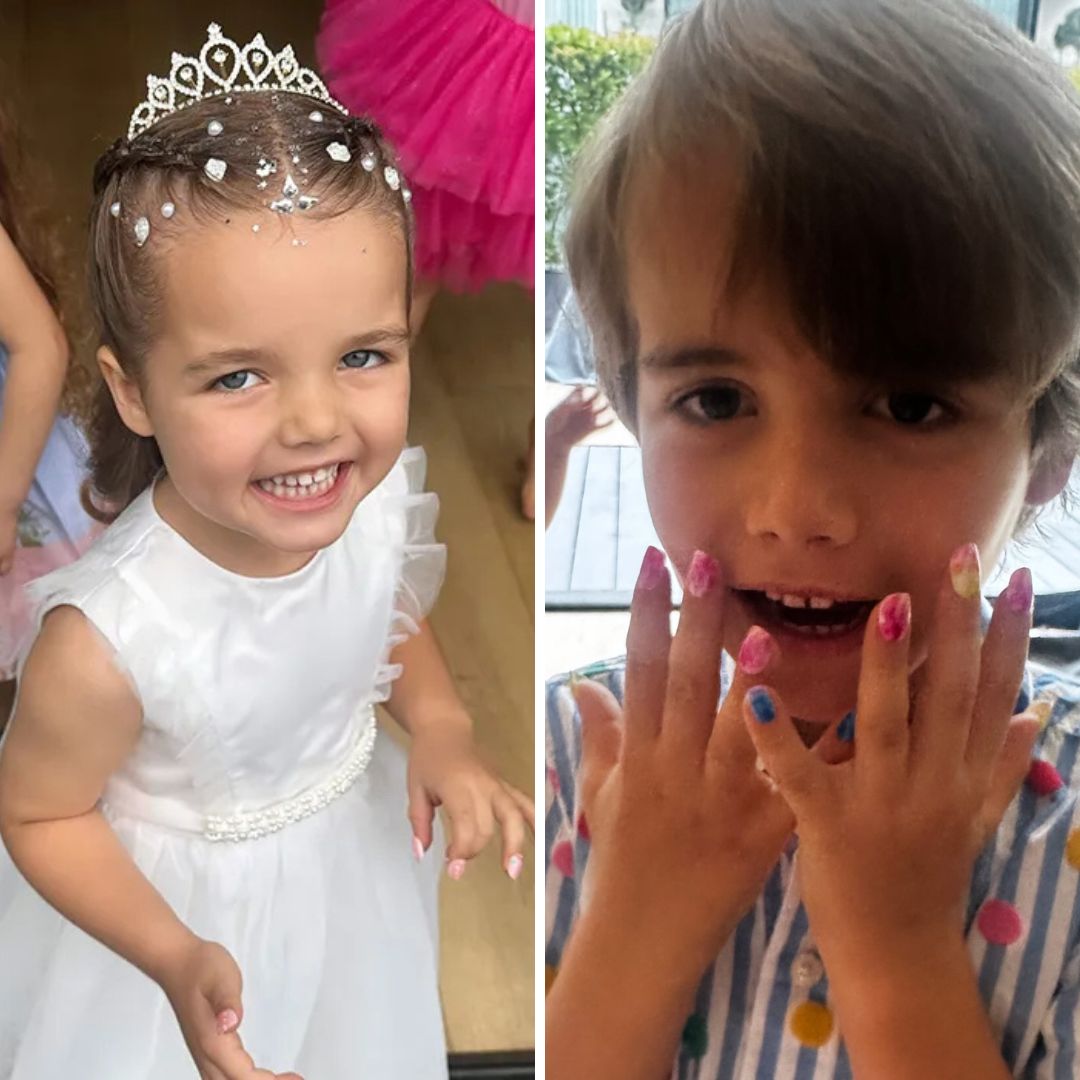 Gigi Matthews and Theodore Matthews with fake nails on