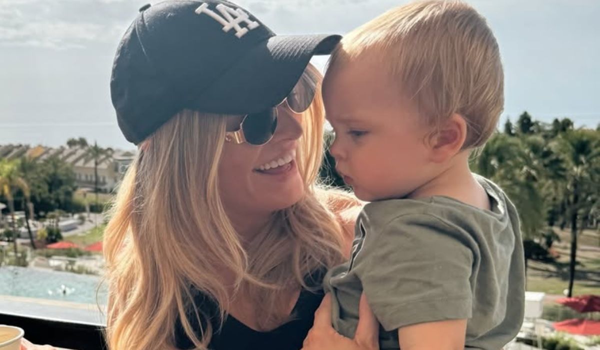 Louise Cooney holding her son Jude