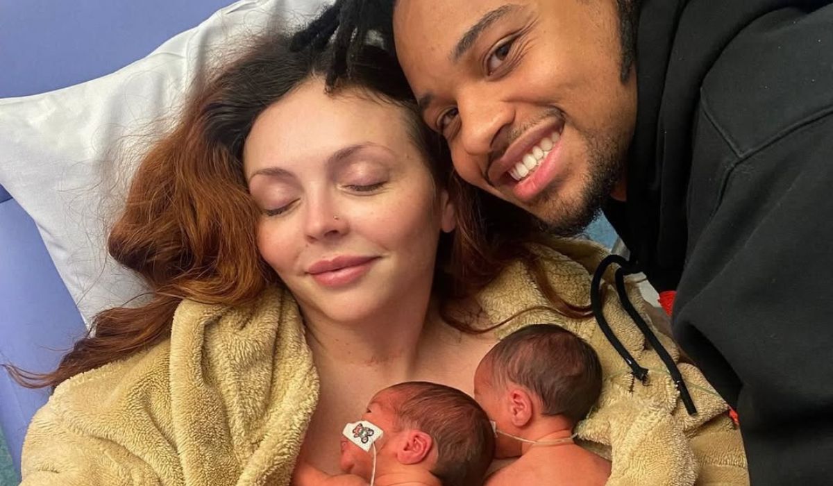 Jesy Nelson and her partner Zion and their twins