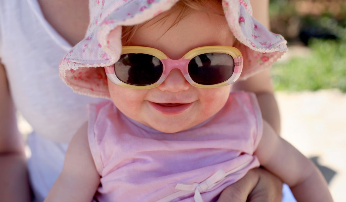 Cute baby wearing sunglasses
