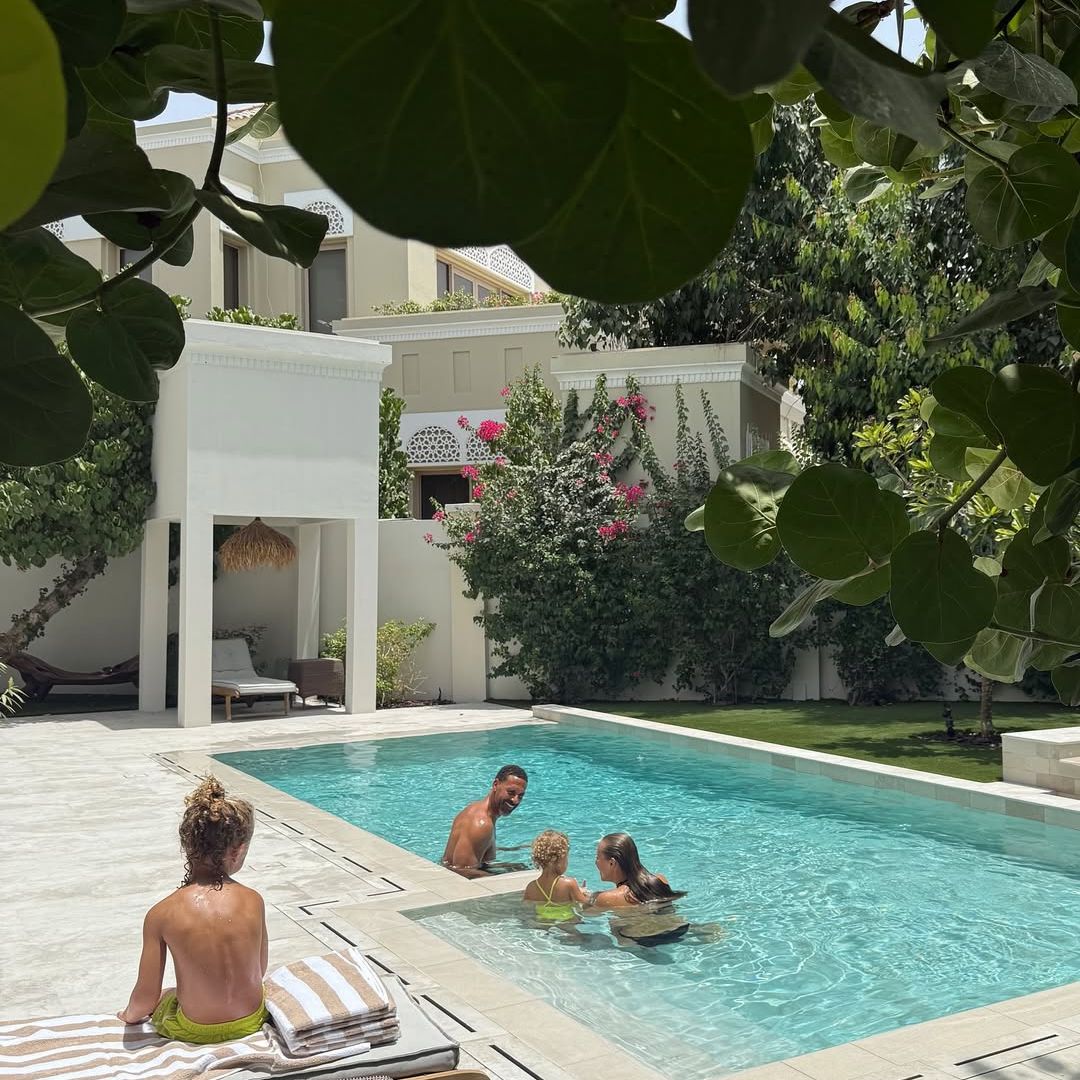 Kate and Rio Ferdinand in Dubai with their kids