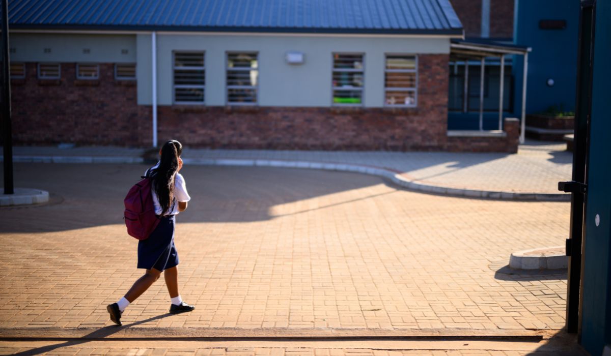 Girl walking to school