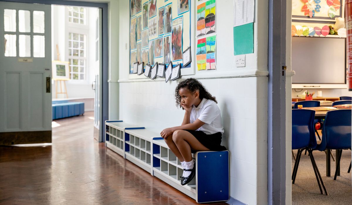 Sad girl in school