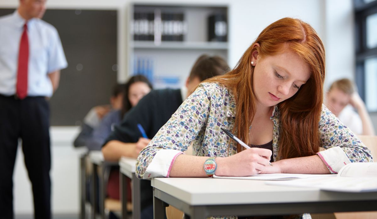 Teenager doing exam