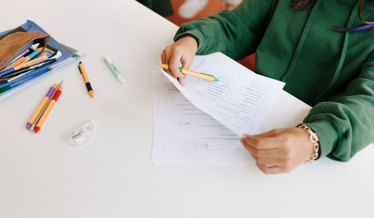 Teenager studying