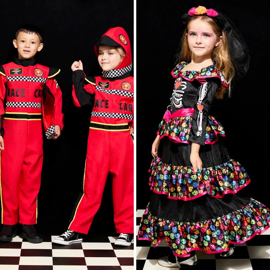Racer and Day Of The Dead Dress Halloween costume Dunnes