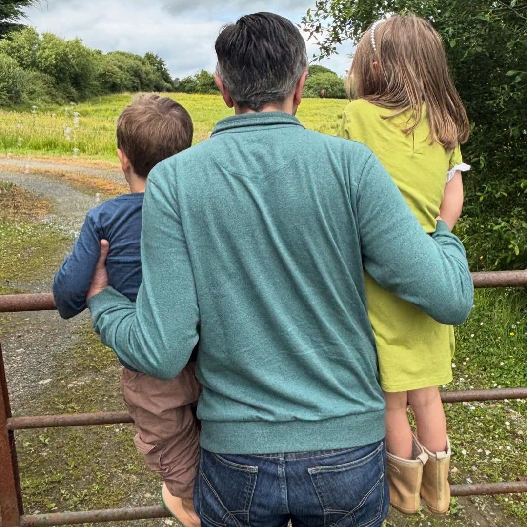 Simon Harris and his two children
