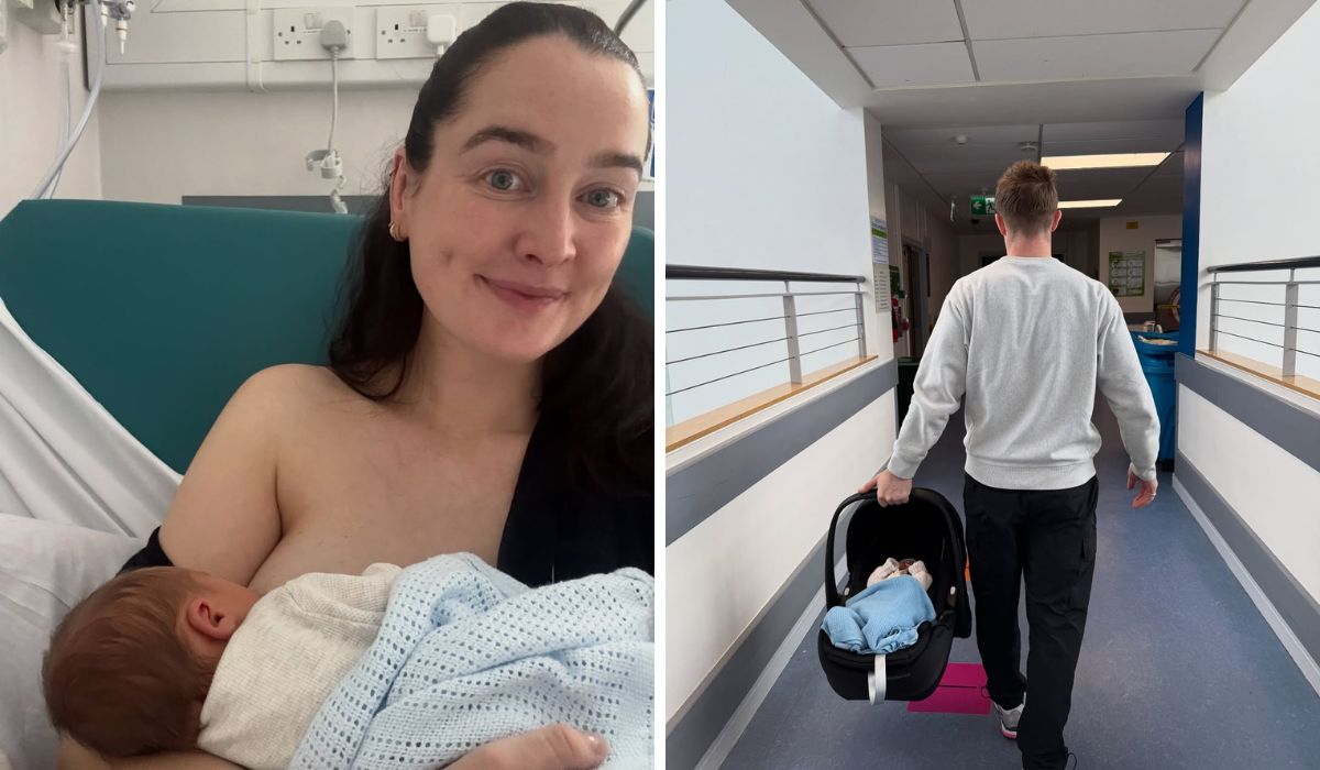Rachel Purcell and her husband with their son
