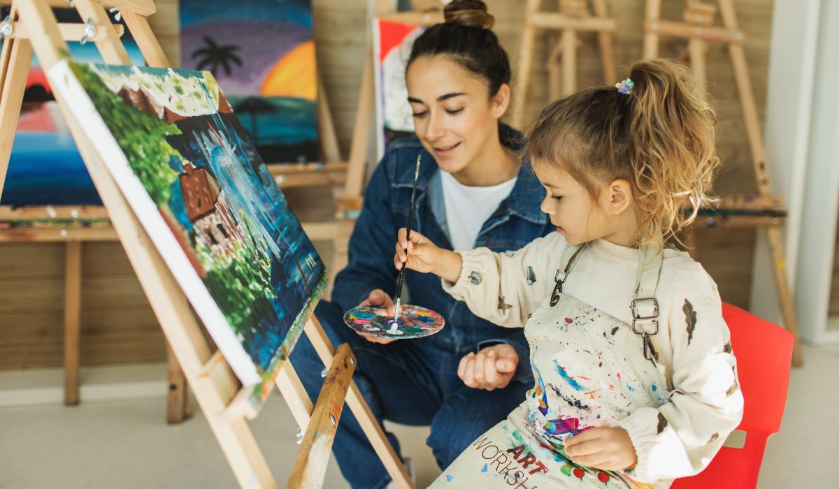 Child in painting class