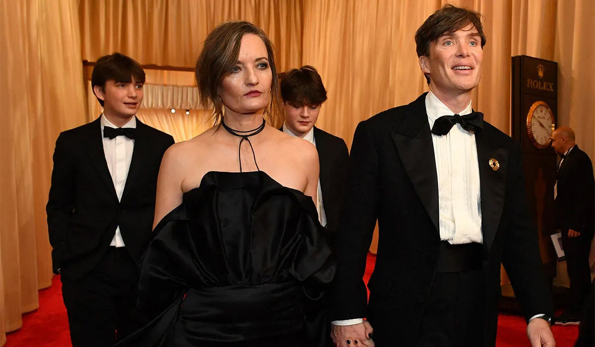 Cillian Murphy with his wife Yvonne McGuinness and sons Aran and Malachy. Pic: Valerie Macon/AFP via Getty Images